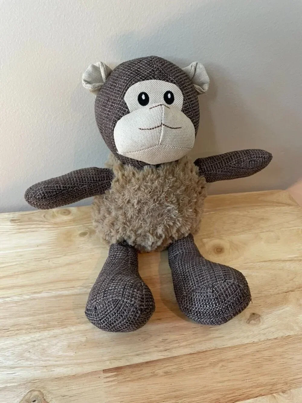 Brooklyn Pet Gear Jungle Friends Monkey Dog Toy Burlap Plush Squeaky 13"